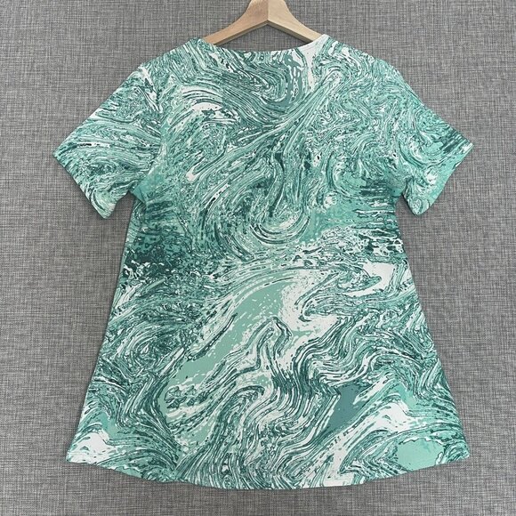Elizabeth & Clarke Shirt Women Extra Small Marble Print Hi-Low Hem StainTech New - Picture 6 of 13